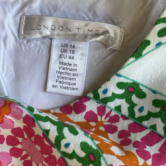 London Times Pink and Green Patterned Dress - Picture 6 of 7